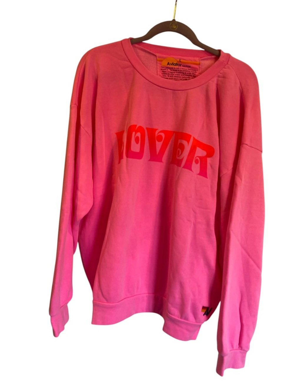 NWT Aviator Nation lover sweatshirt PINK Size L - Picture 4 of 6